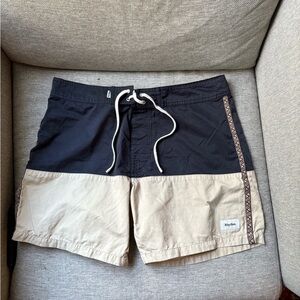 Rhythm Black and Tan Swim Board Shorts
